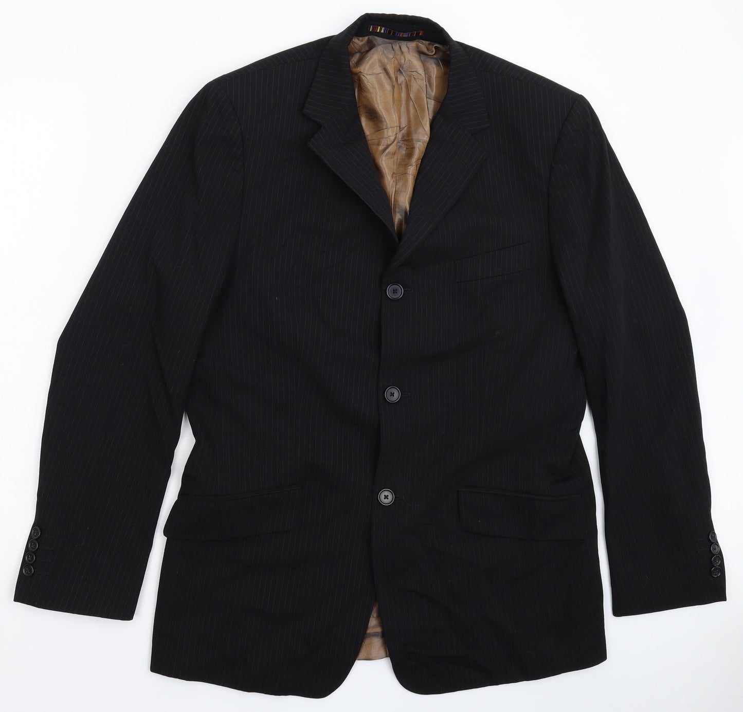 River Island Mens Black Striped  Jacket Suit Jacket Size 40