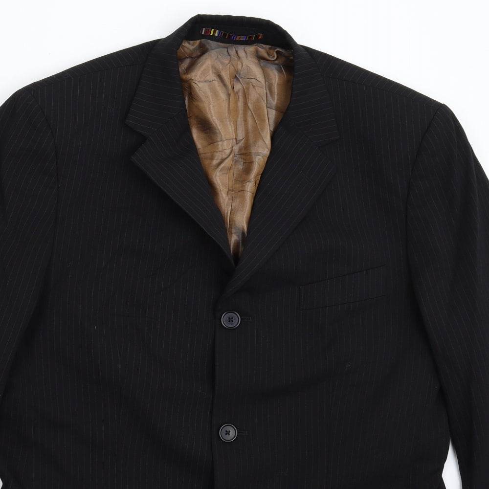River Island Mens Black Striped  Jacket Suit Jacket Size 40