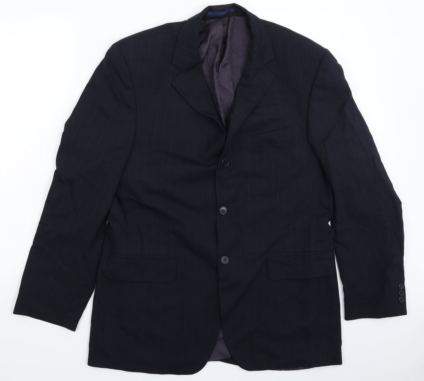 Pinstripe Mens Blue Striped  Jacket Suit Jacket Size 40