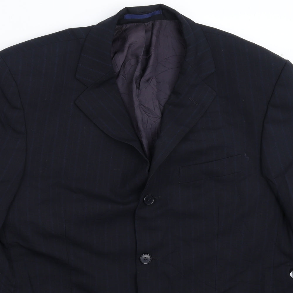 Pinstripe Mens Blue Striped  Jacket Suit Jacket Size 40