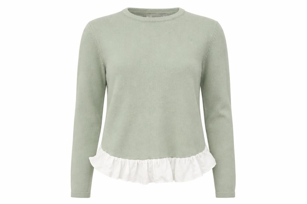 Front view of ASOS women’s green knit jumper, size UK 10