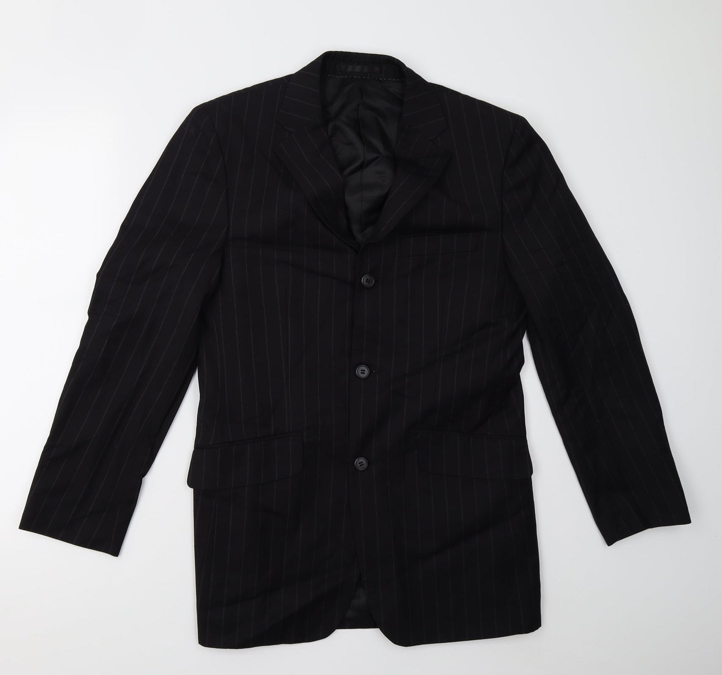 Preworn Mens Black Striped  Jacket Blazer Size M