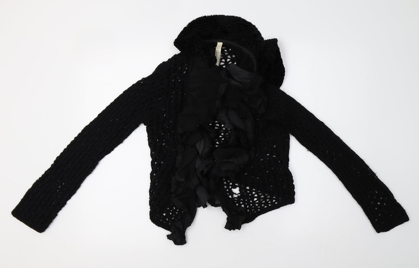 oui moments Womens Black  Knit Cardigan Jumper Size 12