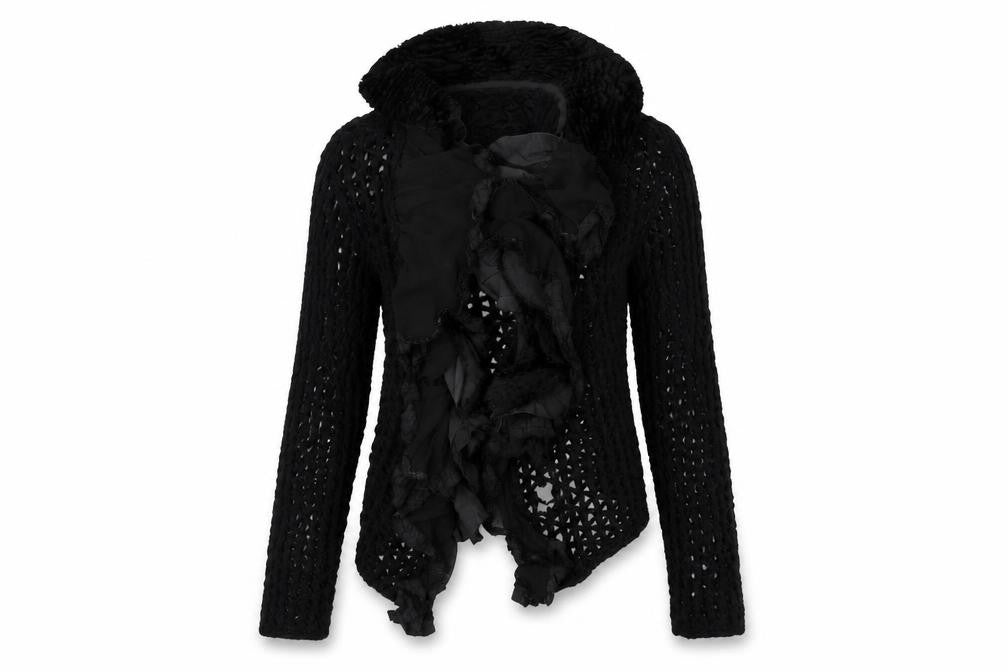 oui moments Womens Black  Knit Cardigan Jumper Size 12