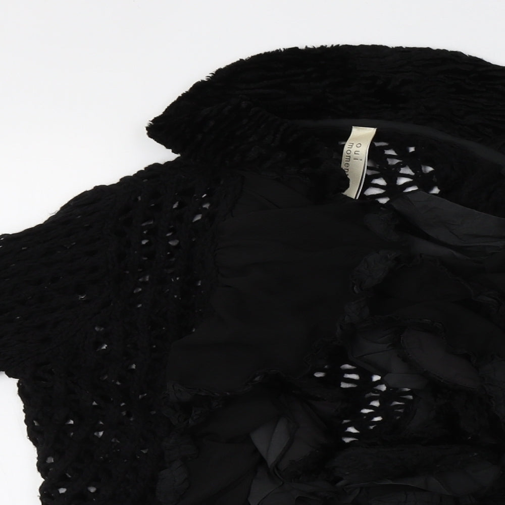 oui moments Womens Black  Knit Cardigan Jumper Size 12