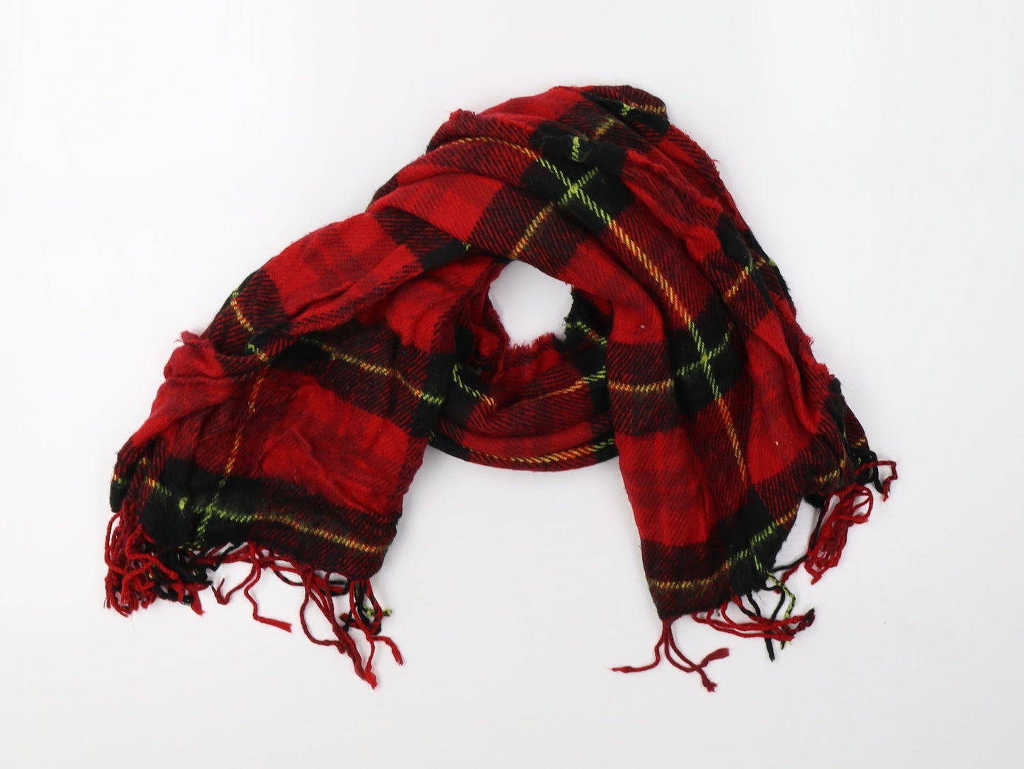 Preworn Womens Red Check Knit  Scarf