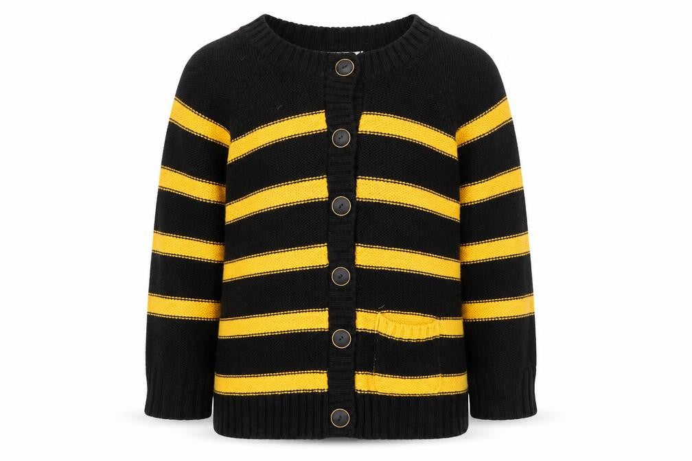Oysis Girls Black Striped  Cardigan Jumper Size 12 Years