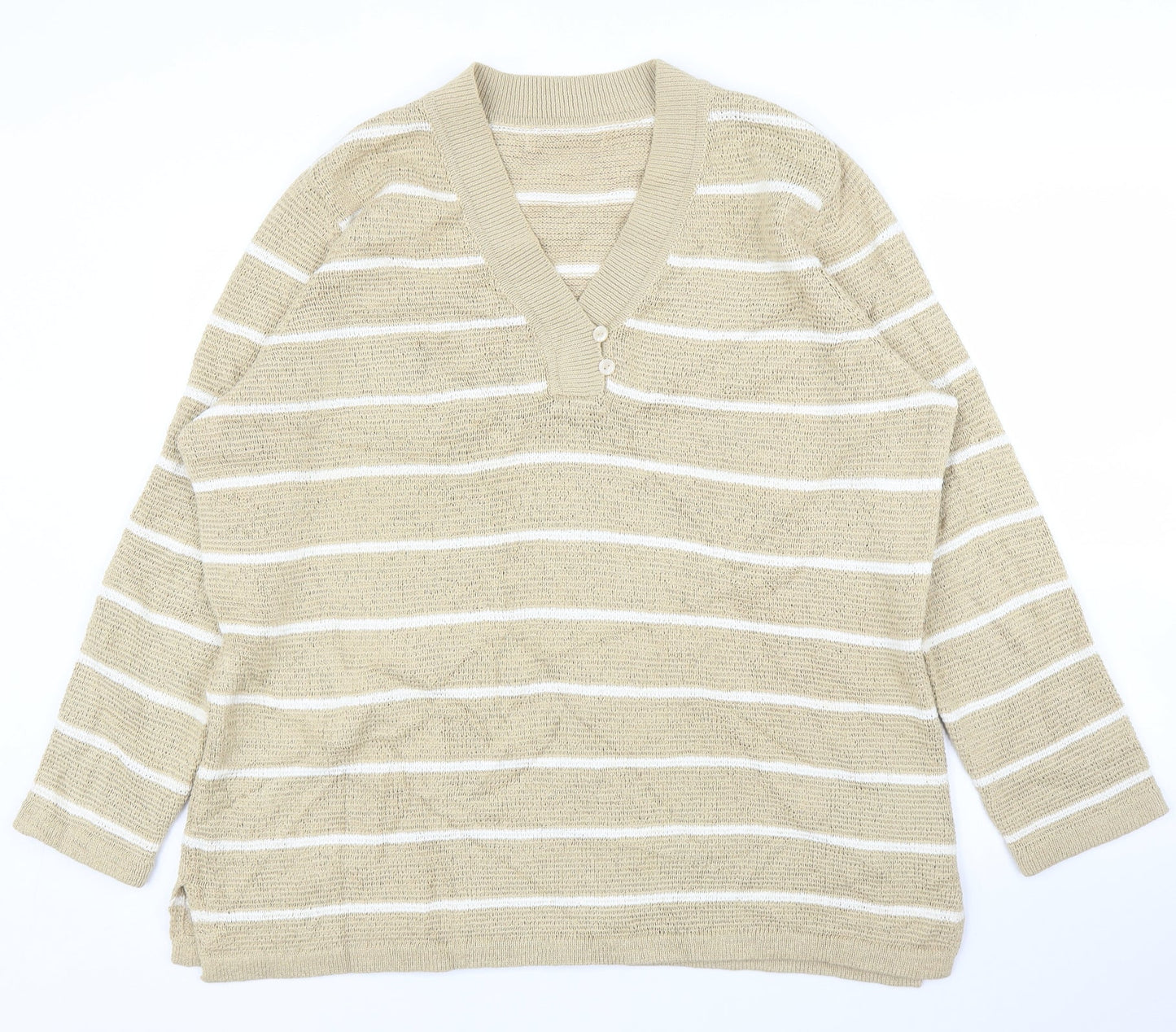 Elisabeth Womens Beige Striped  Pullover Jumper Size L