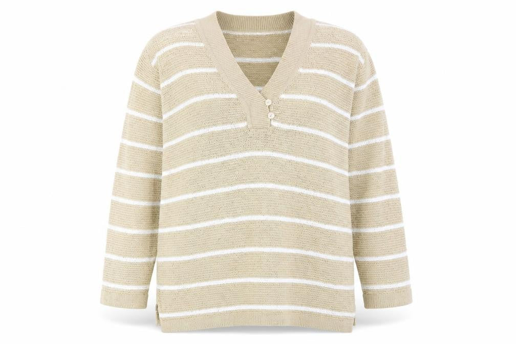 Elisabeth Womens Beige Striped  Pullover Jumper Size L