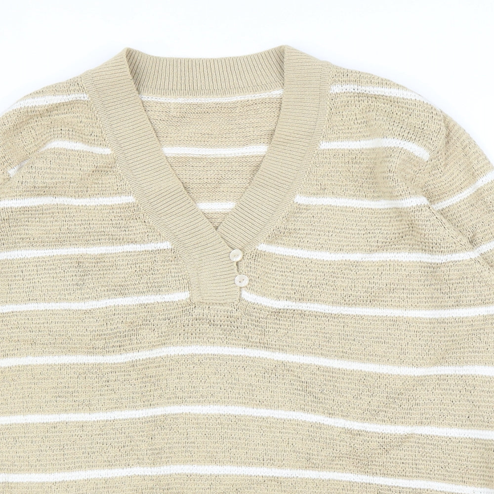 Elisabeth Womens Beige Striped  Pullover Jumper Size L