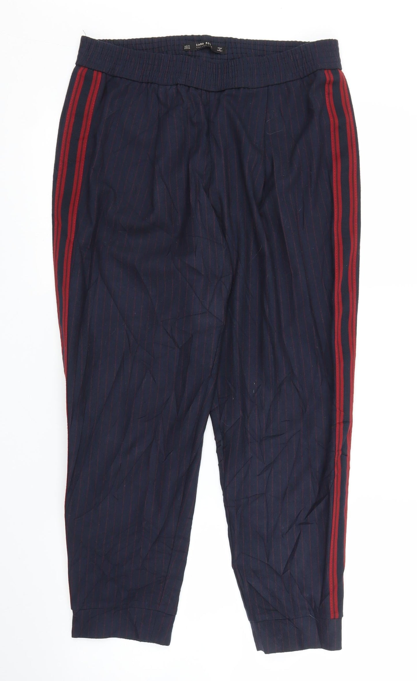 Zara Womens Blue Striped  Capri Trousers Size M L24 in