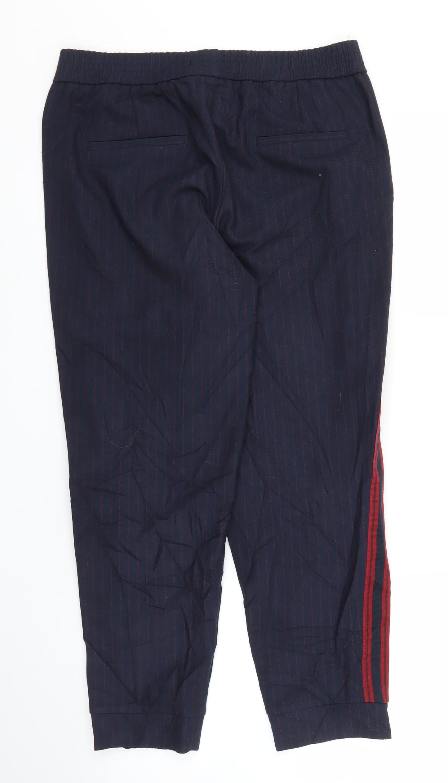 Zara Womens Blue Striped  Capri Trousers Size M L24 in