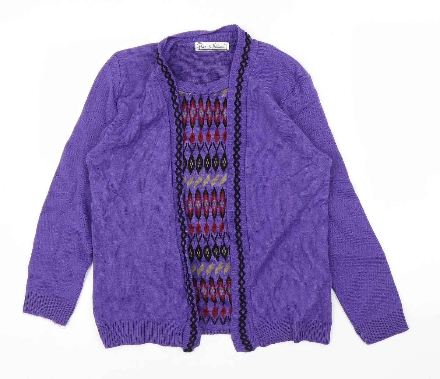 Pure and Natural Womens Purple Argyle/Diamond  Pullover Jumper Size S