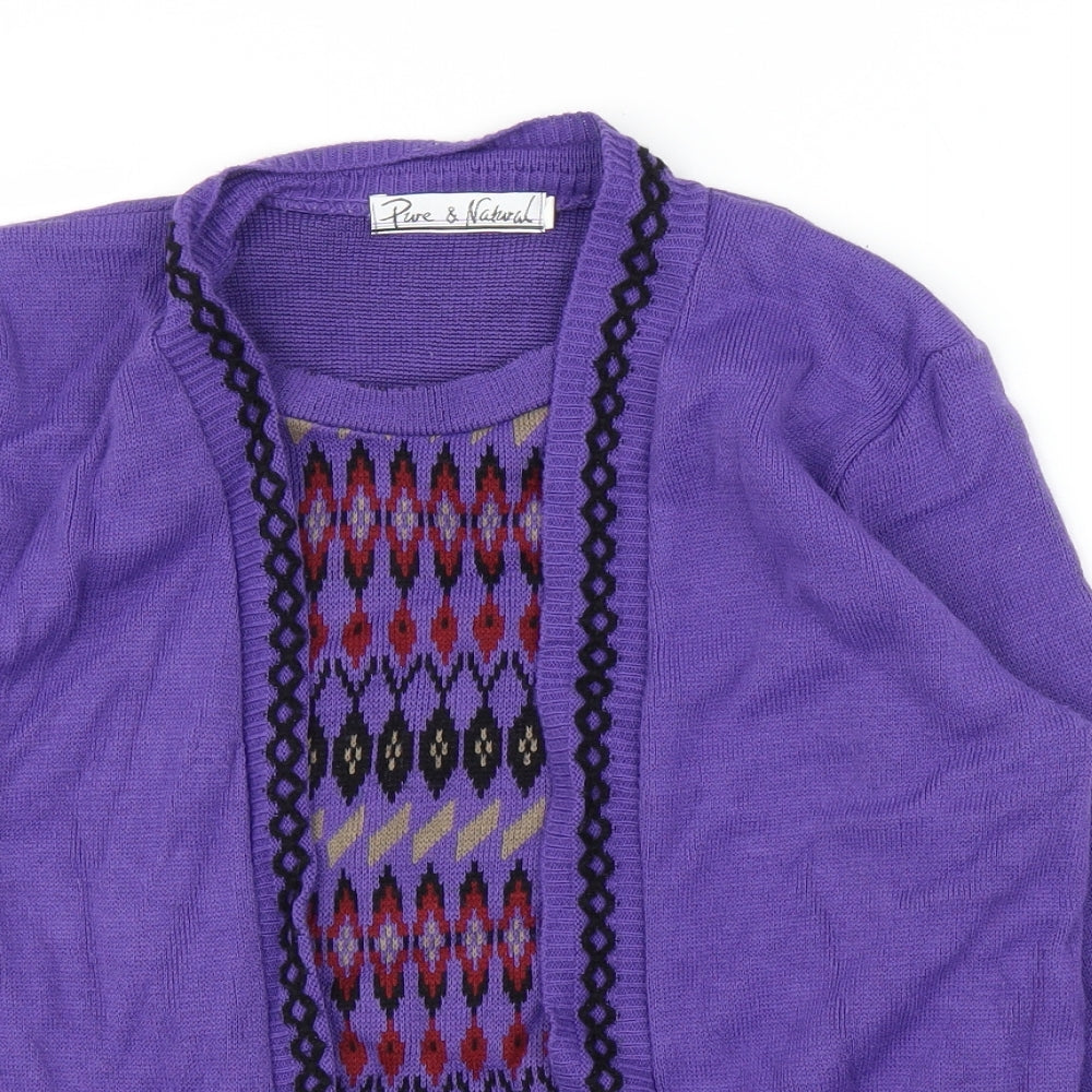Pure and Natural Womens Purple Argyle/Diamond  Pullover Jumper Size S