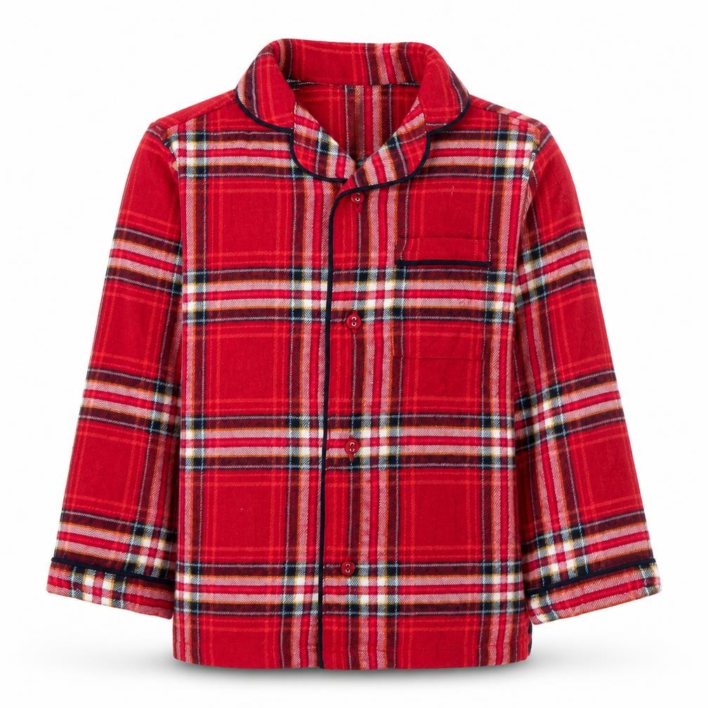 M&S Girls Red Plaid  Basic Button-Up Size 3-4 Years