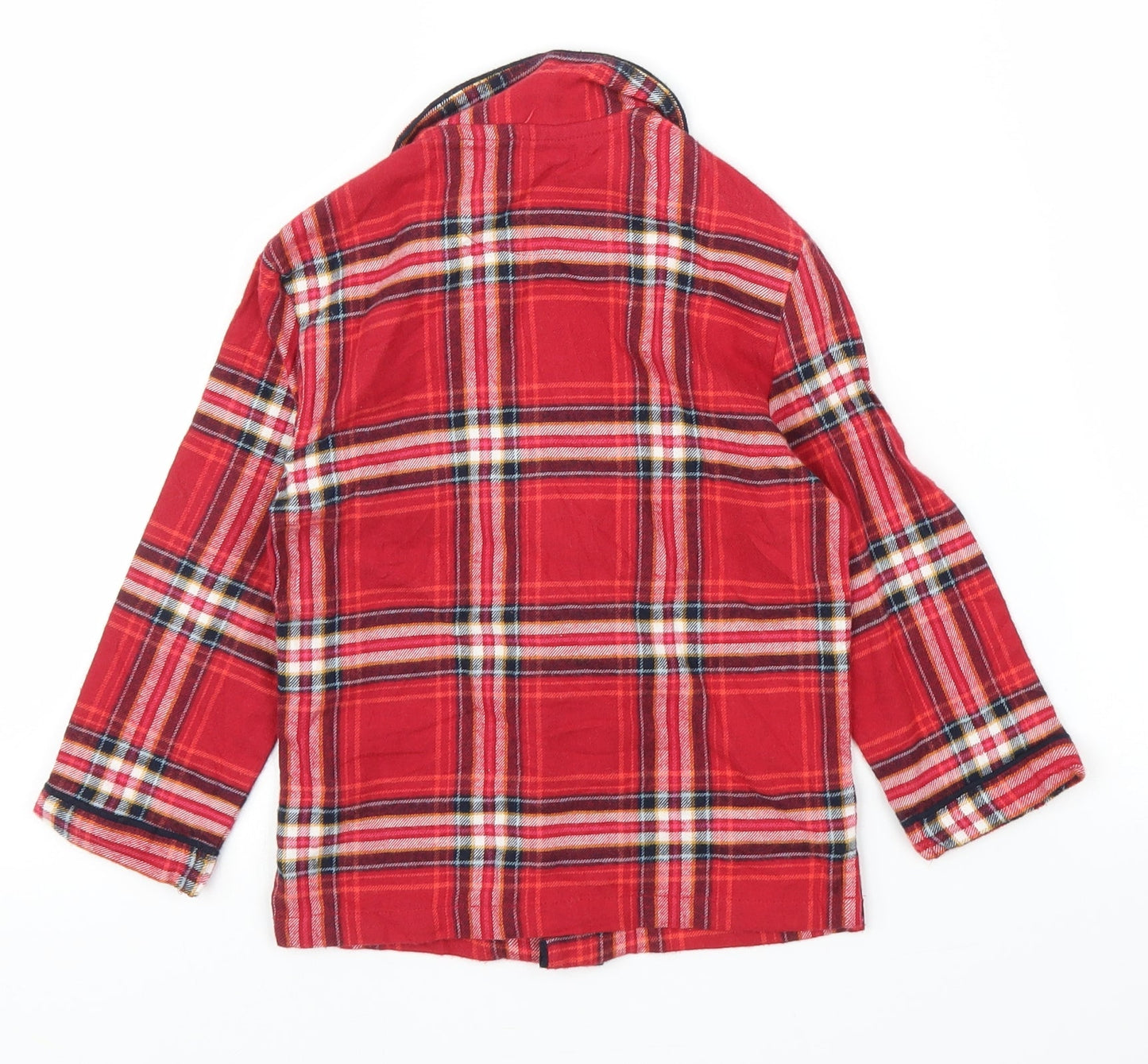 M&S Girls Red Plaid  Basic Button-Up Size 3-4 Years