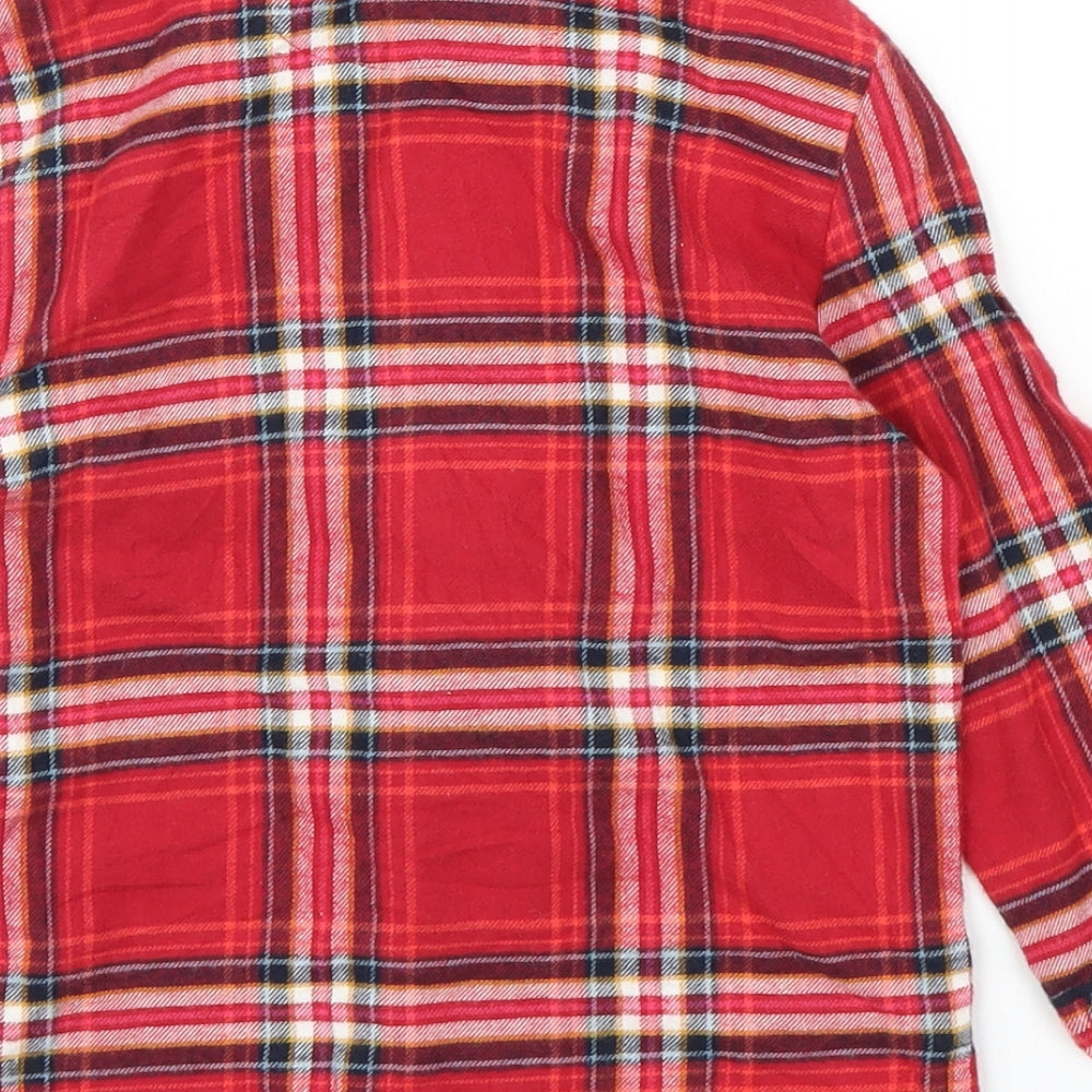 M&S Girls Red Plaid  Basic Button-Up Size 3-4 Years