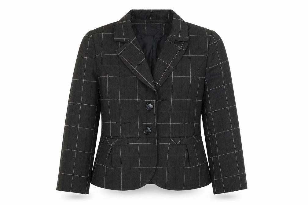Tara Hansen Womens Black Check  Jacket Blazer Size 14
