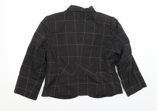 Tara Hansen Womens Black Check  Jacket Blazer Size 14
