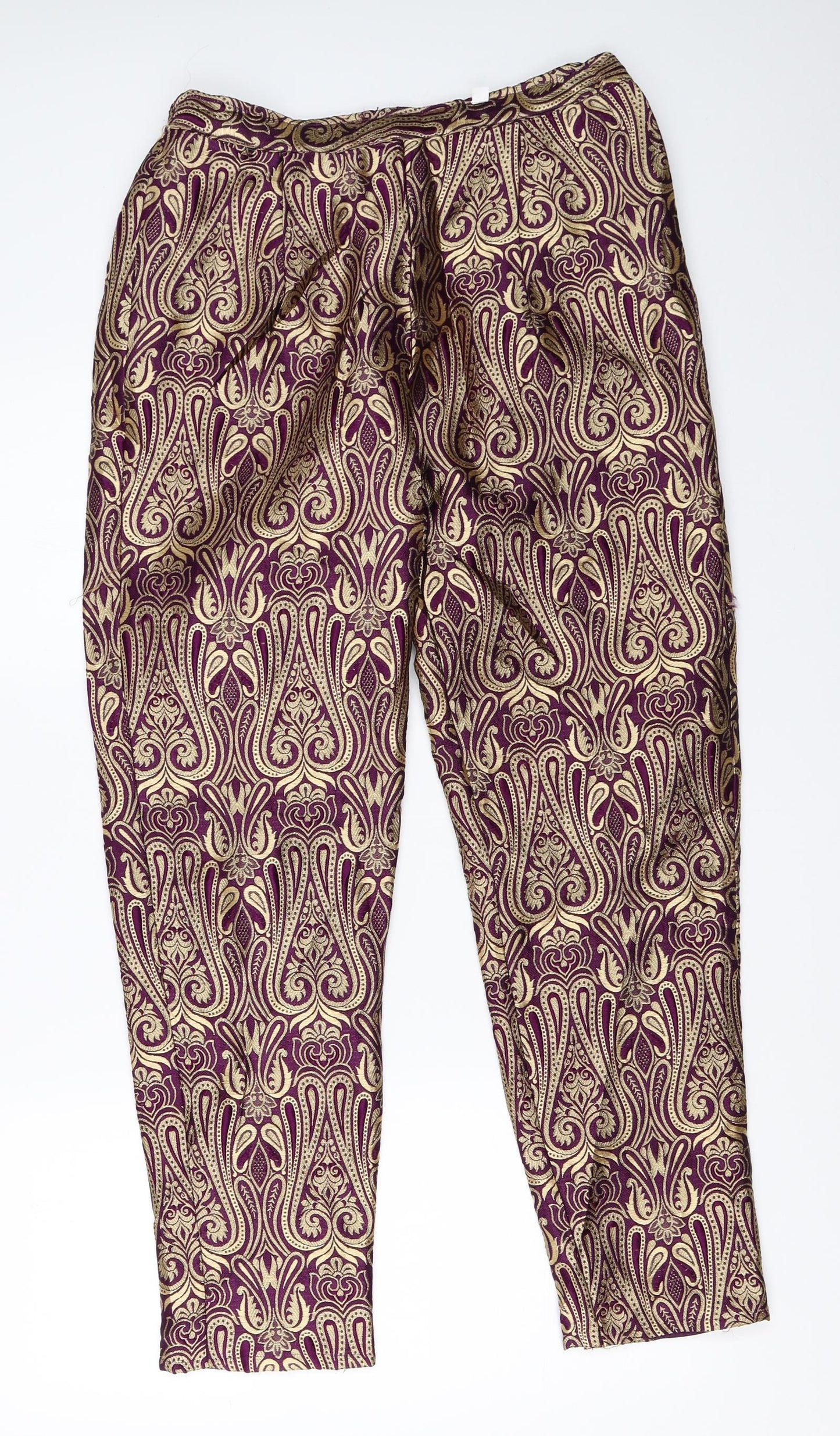 Preworn Womens Purple Geometric  Trousers  Size 40 L27.5 in