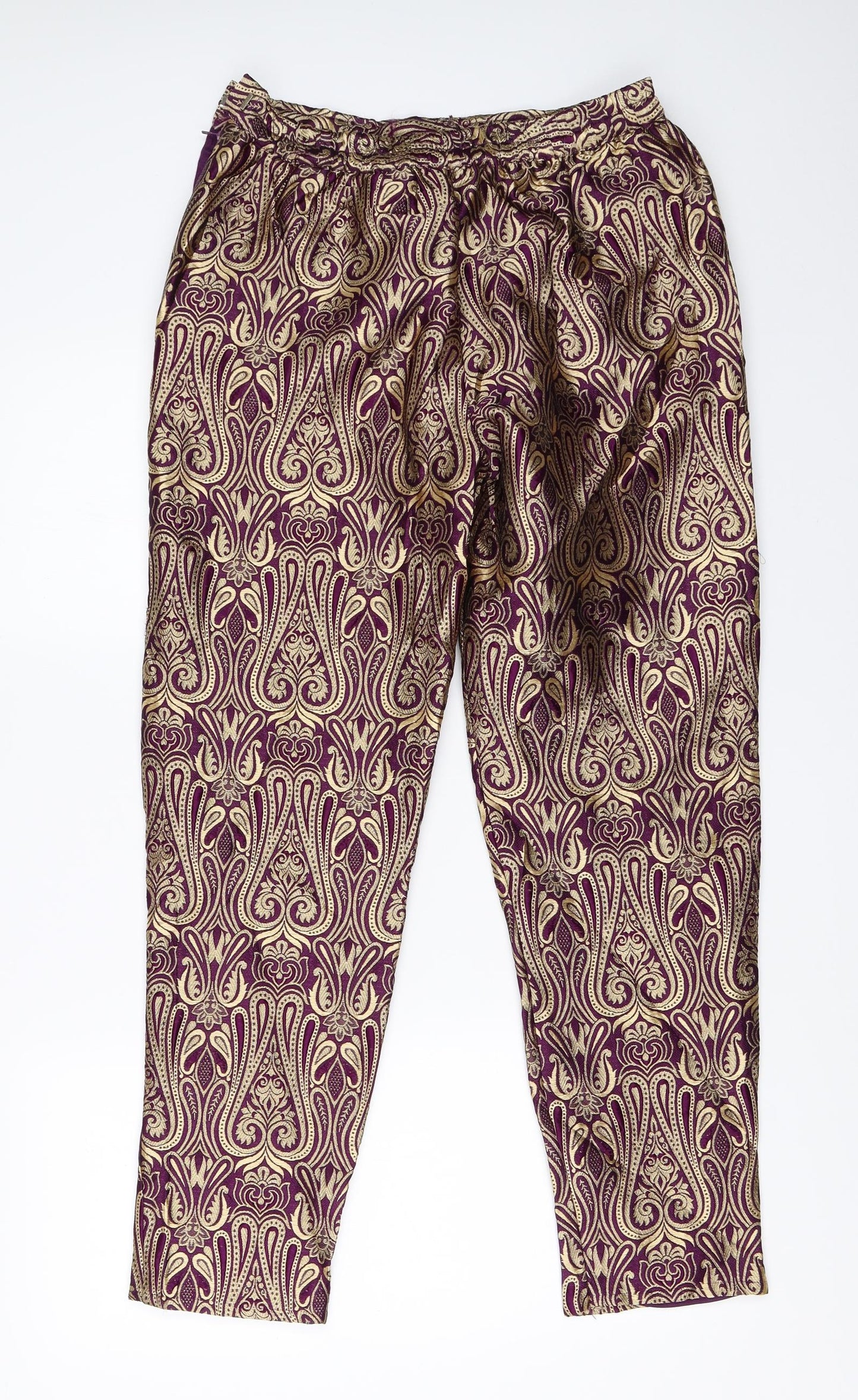 Preworn Womens Purple Geometric  Trousers  Size 40 L27.5 in