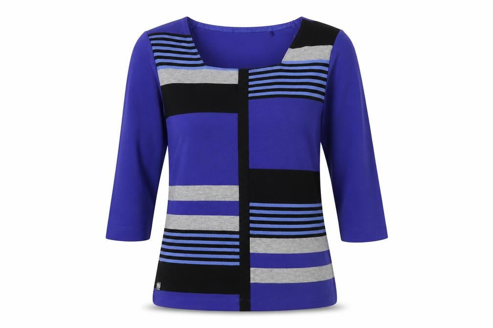 TIGI Womens Black Striped  Basic Blouse Size 12