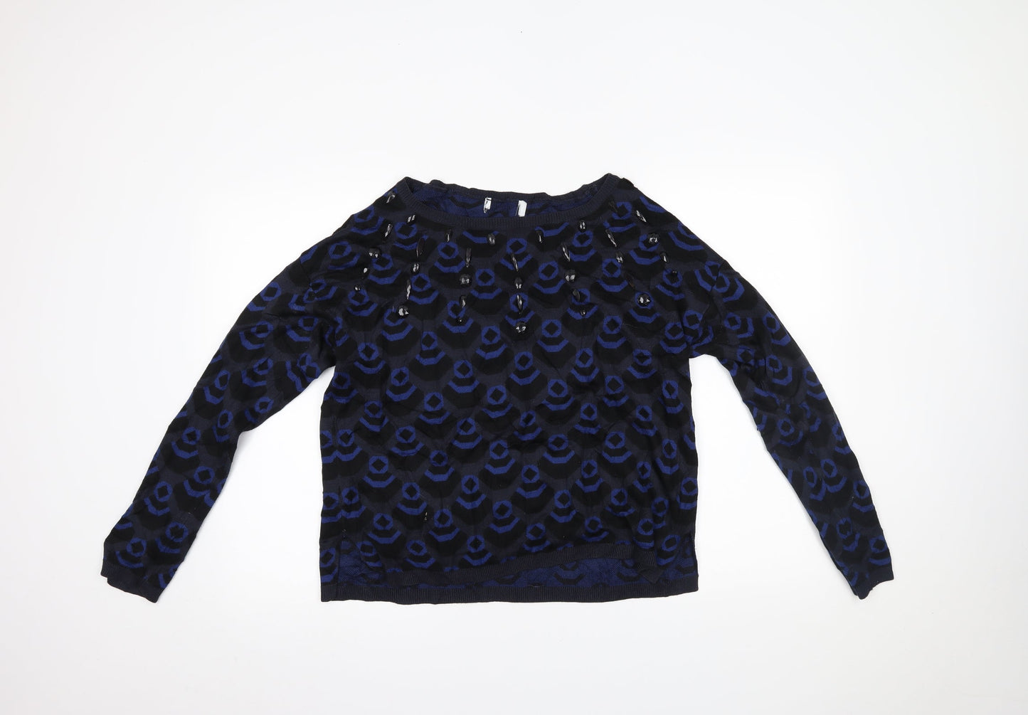 NEXT Womens Blue Geometric  Pullover Jumper Size 14