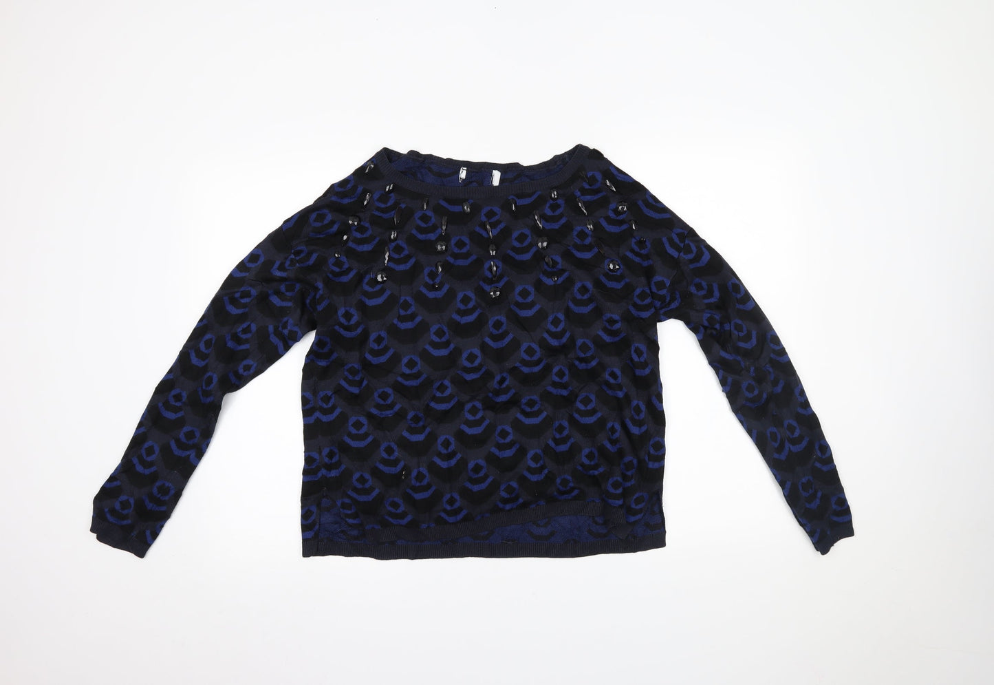 NEXT Womens Blue Geometric  Pullover Jumper Size 14