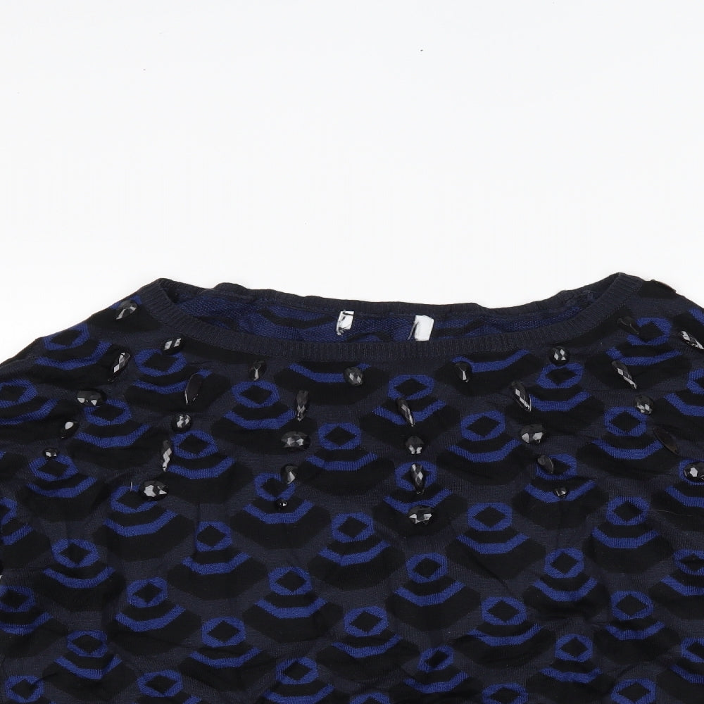 NEXT Womens Blue Geometric  Pullover Jumper Size 14