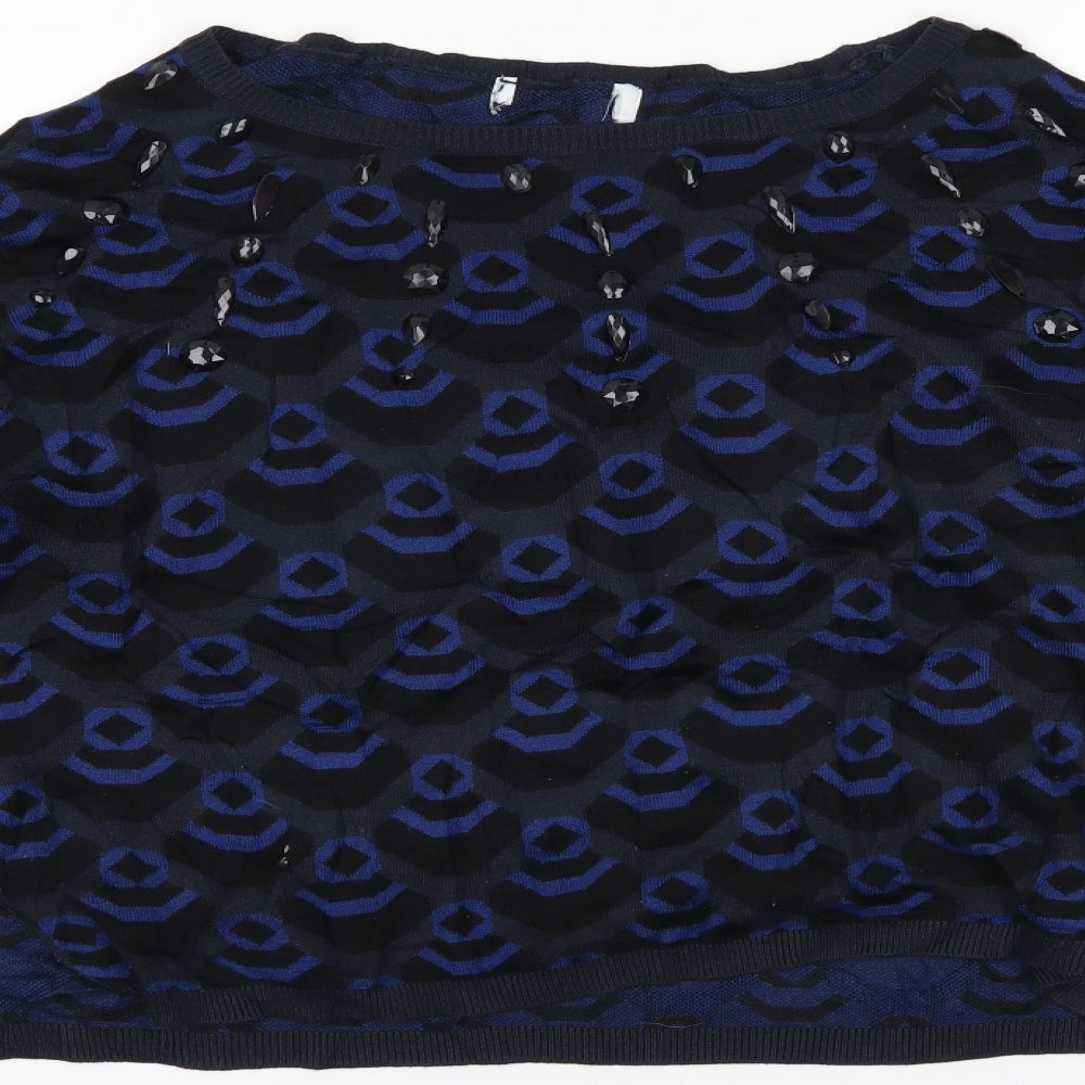 NEXT Womens Blue Geometric  Pullover Jumper Size 14