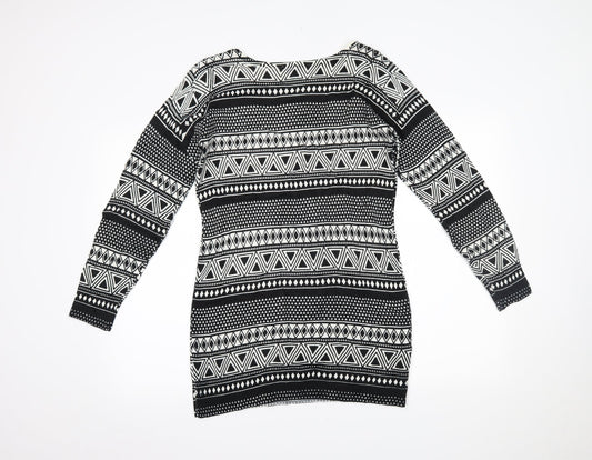 Peacocks Womens Black Geometric  Basic Blouse Size 12