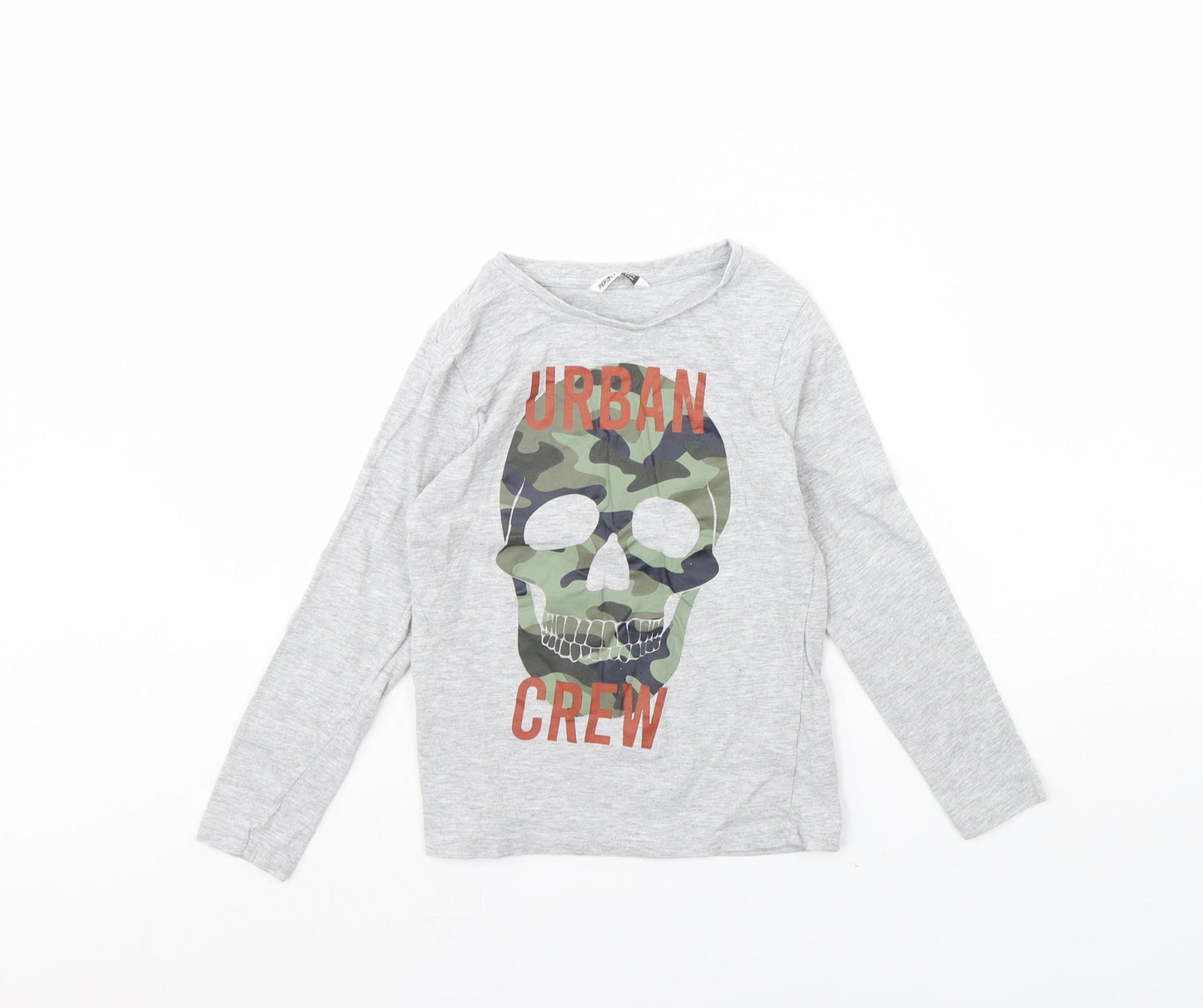 Pep & co Boys Grey   Basic T-Shirt Size 7 Years  - Skull