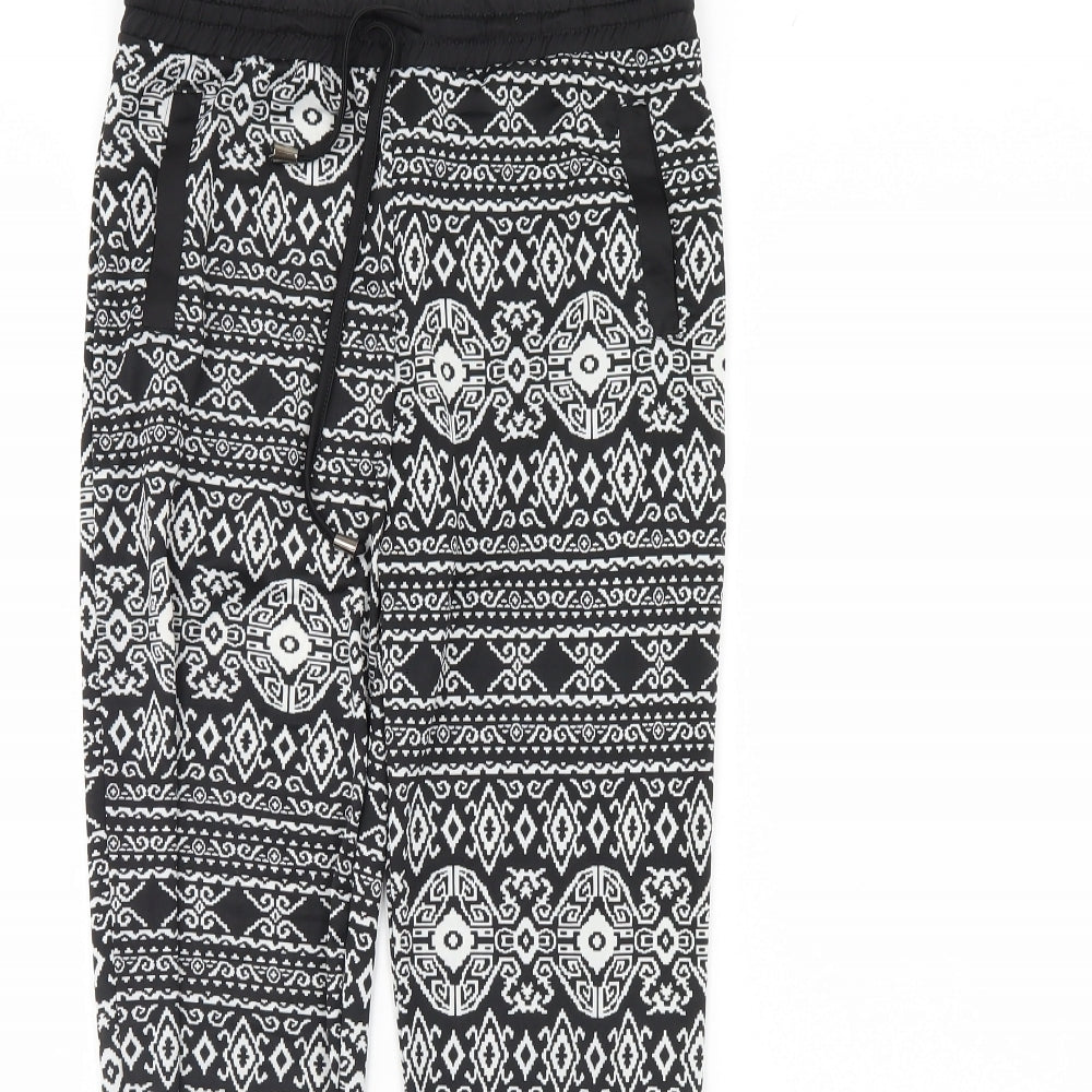 Golden Womens Black Fair Isle  Trousers  Size 10 L28 in