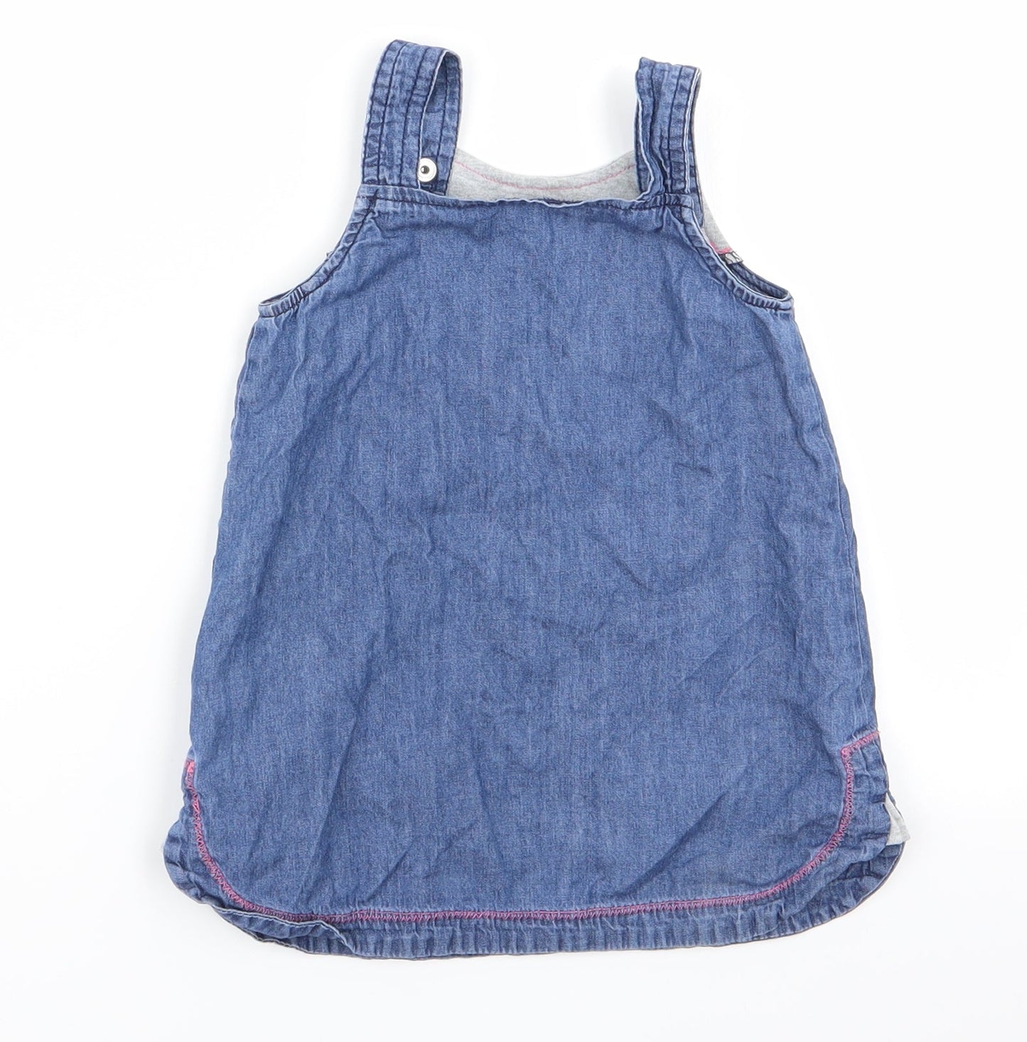 Nutmeg Baby Blue Animal Print  Pinafore/Dungaree Dress  Size 9-12 Months  - Nutmeg, Panda Face Logo