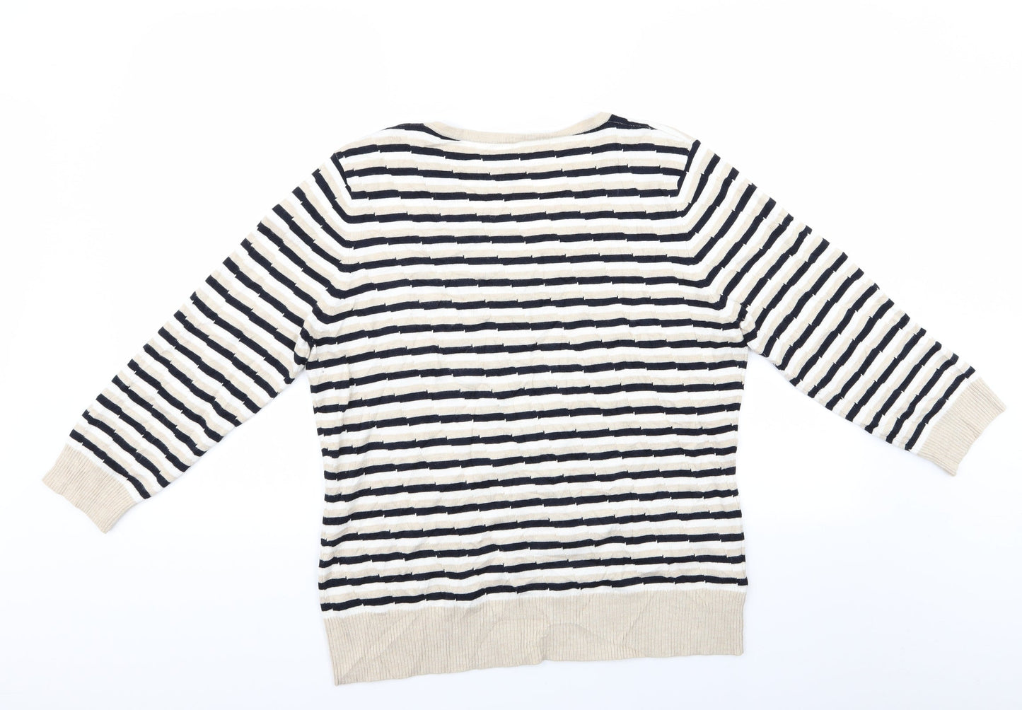 Preworn Womens Multicoloured Striped  Pullover Jumper   - V-Neck Top
