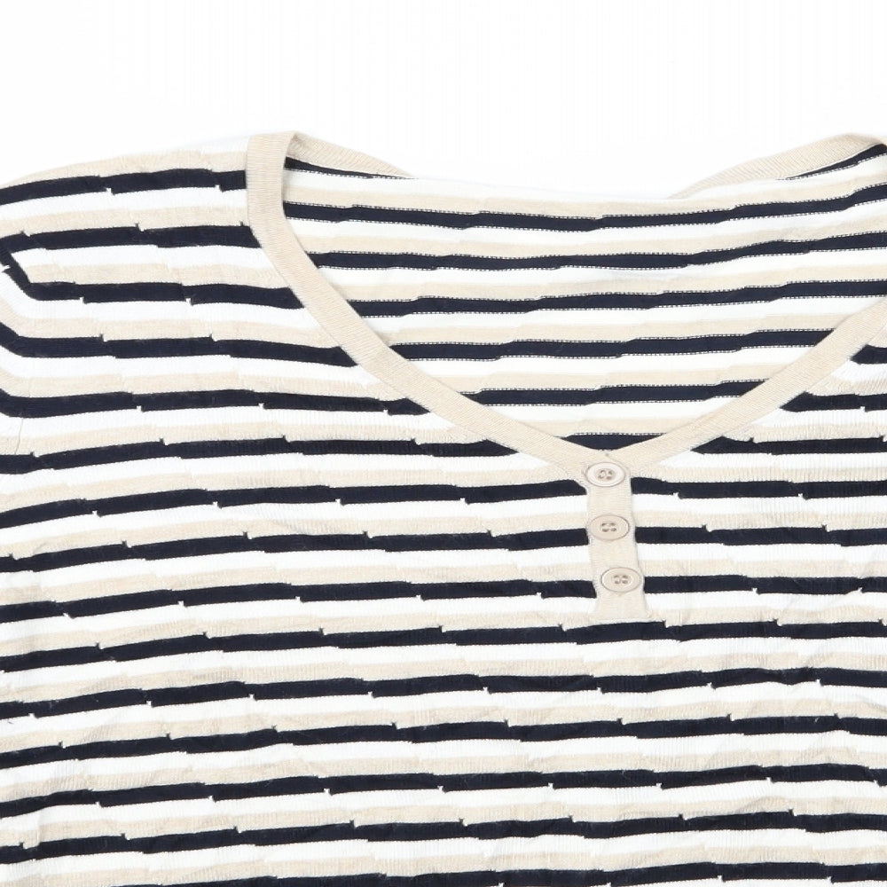 Preworn Womens Multicoloured Striped  Pullover Jumper   - V-Neck Top