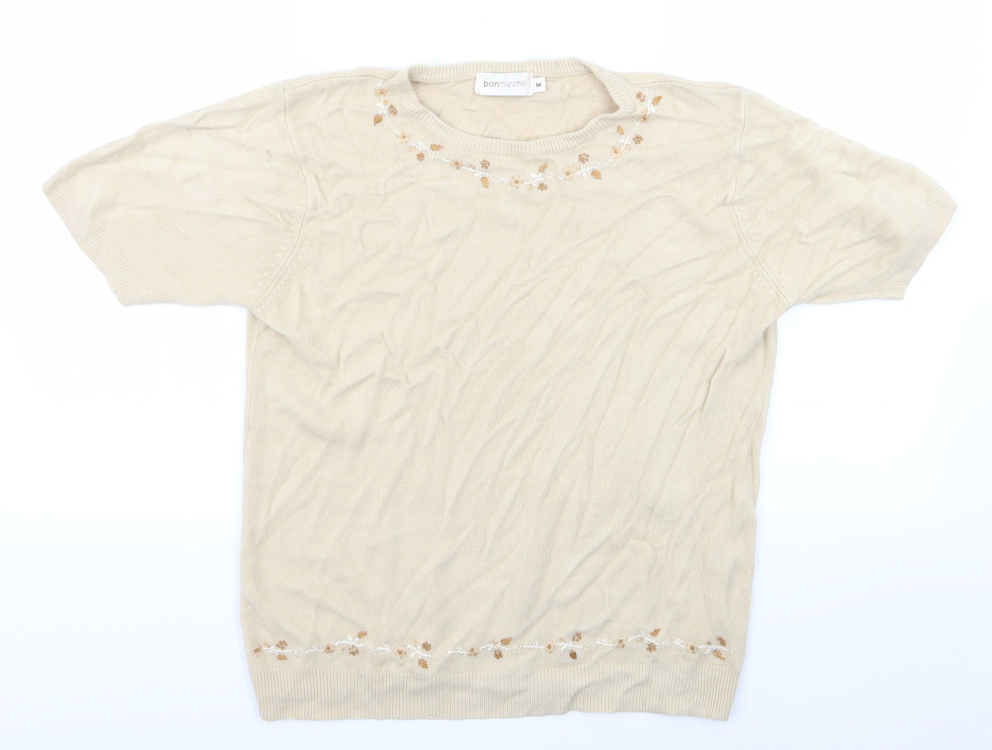 Bonmarché Womens Beige Floral  Pullover Jumper Size M  - Bonmarche Sweater