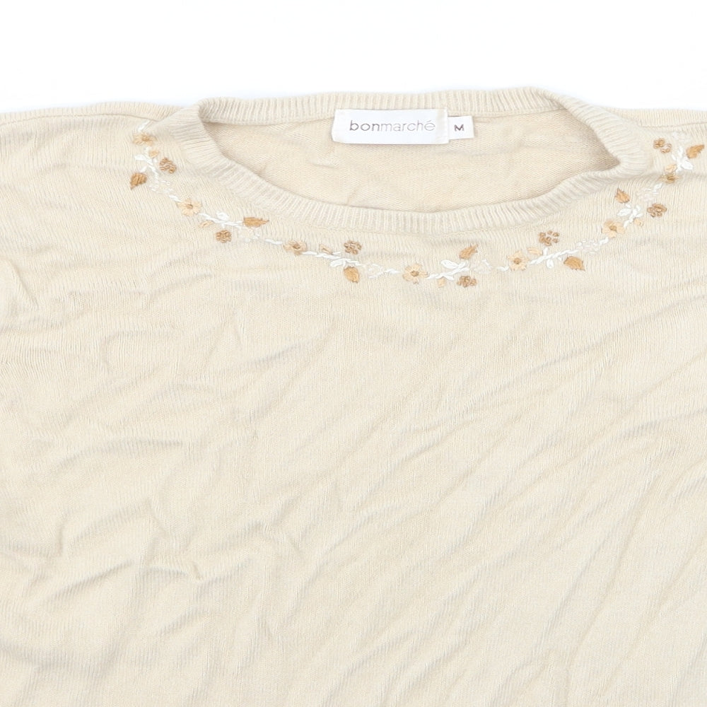 Bonmarché Womens Beige Floral  Pullover Jumper Size M  - Bonmarche Sweater