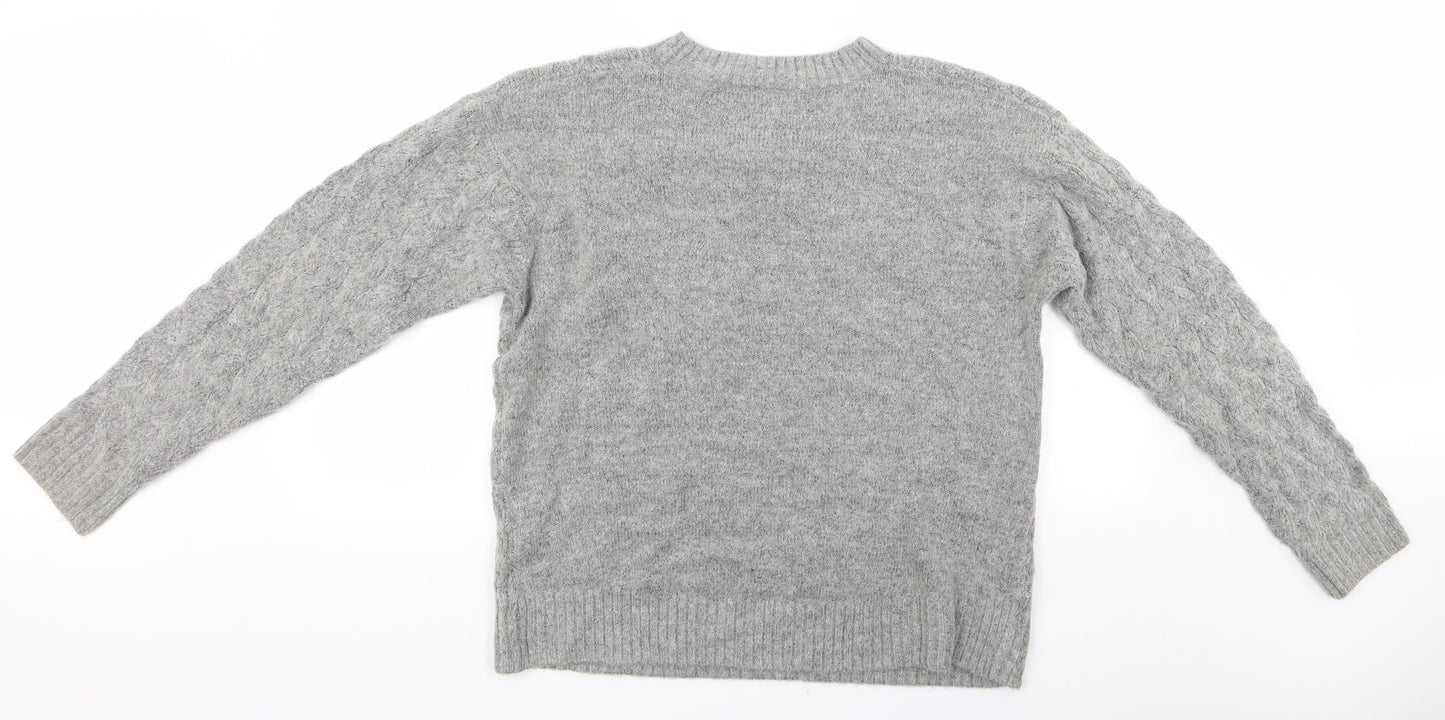 H&M Womens Grey   Pullover Jumper Size M  - H&M Sweater Cable Knit