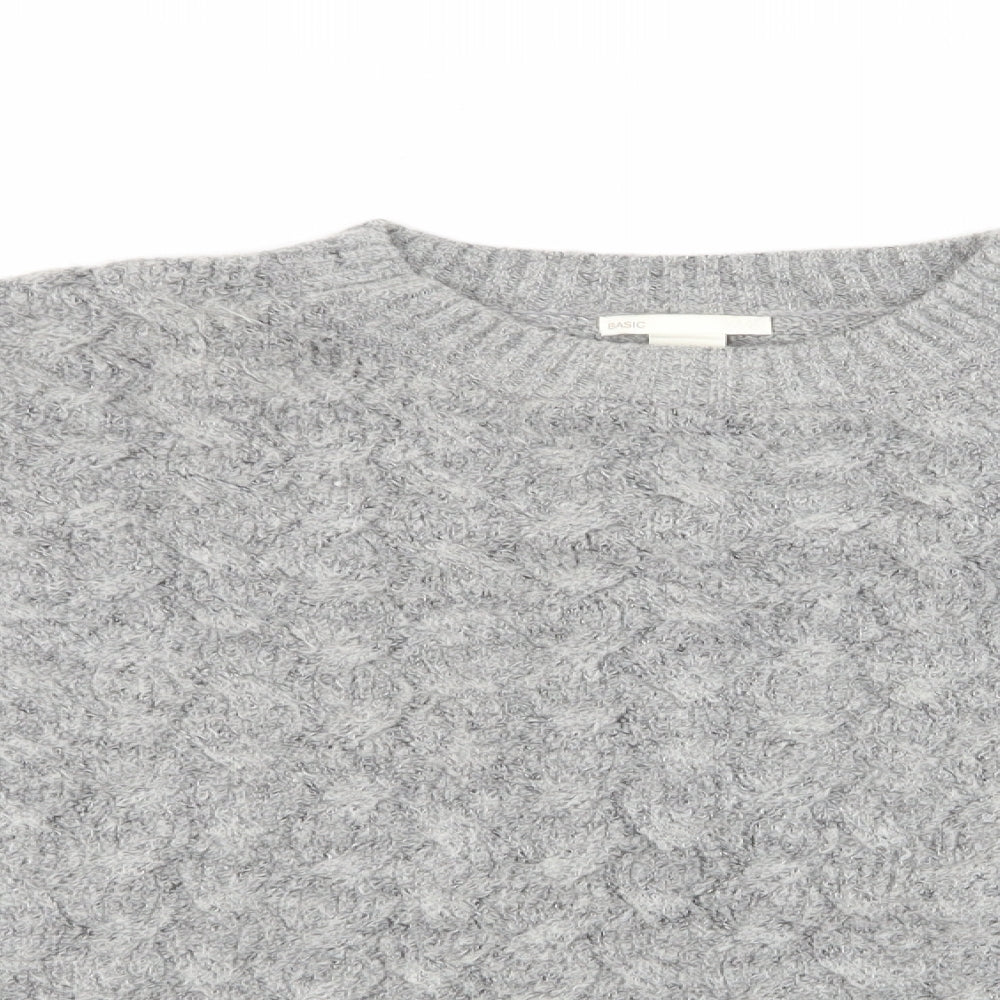 H&M Womens Grey   Pullover Jumper Size M  - H&M Sweater Cable Knit