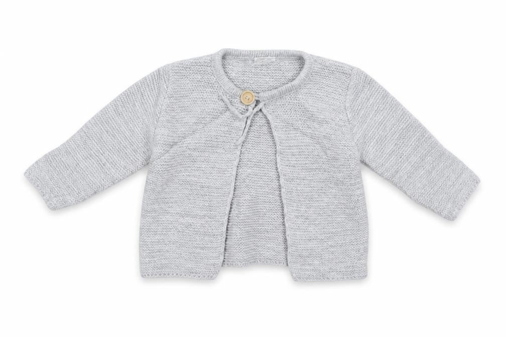 Front view of Preworn Baby Grey Cardigan Jumper, size 12-18, Months