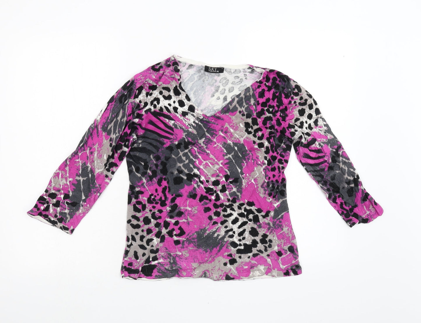 Sky designs Womens Pink Animal Print  Pullover Jumper Size S