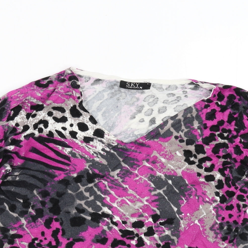 Sky designs Womens Pink Animal Print  Pullover Jumper Size S