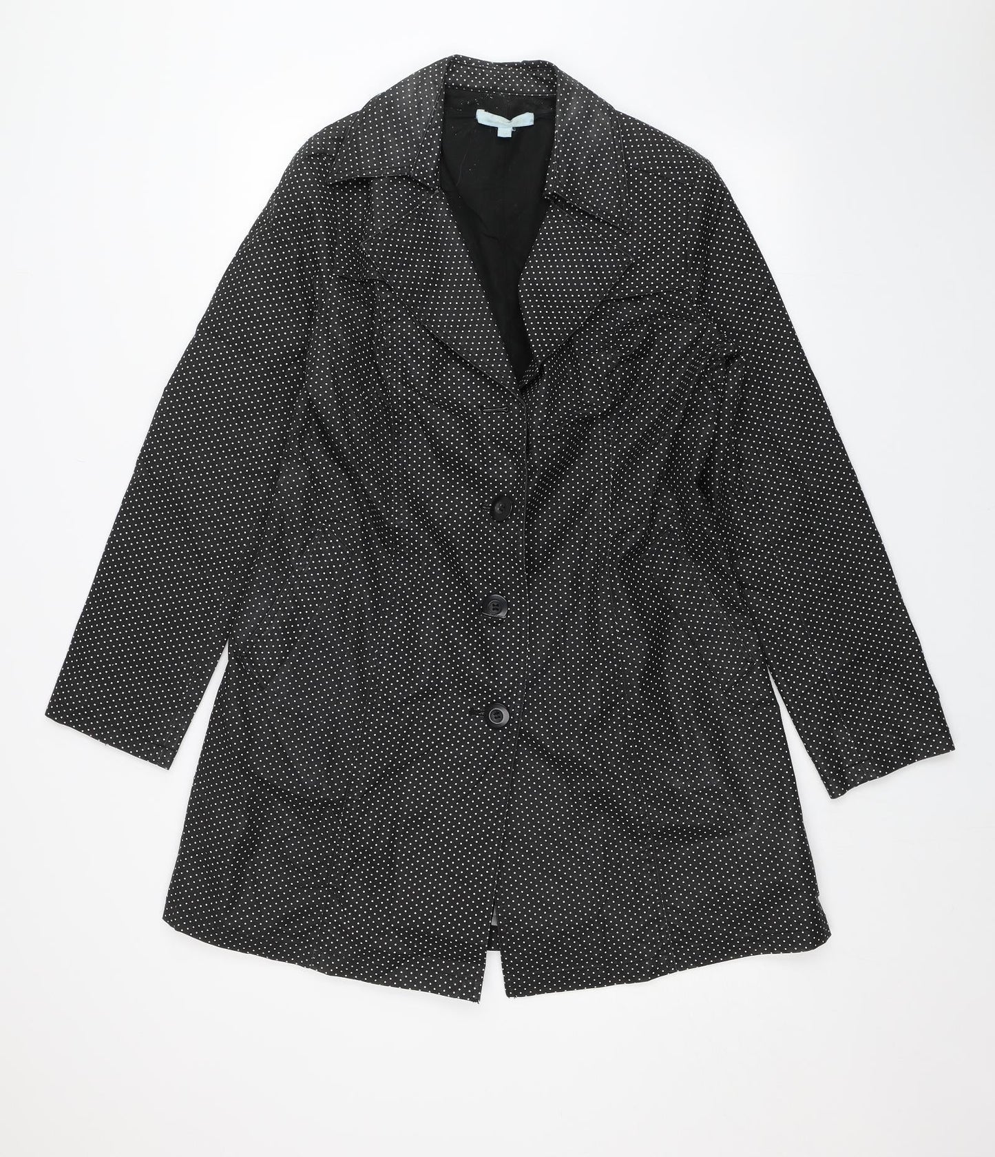 Aphorism Womens Black Polka Dot  Overcoat Jacket Size 14