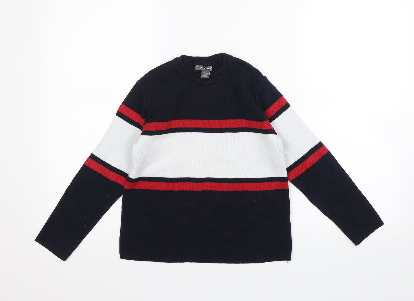 Primark Girls Blue Striped  Pullover Jumper Size 9-10 Years