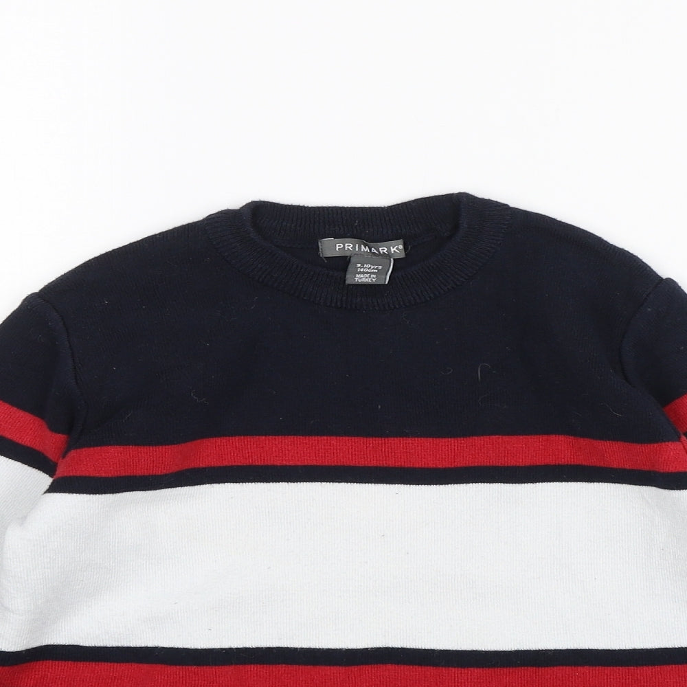 Primark Girls Blue Striped  Pullover Jumper Size 9-10 Years
