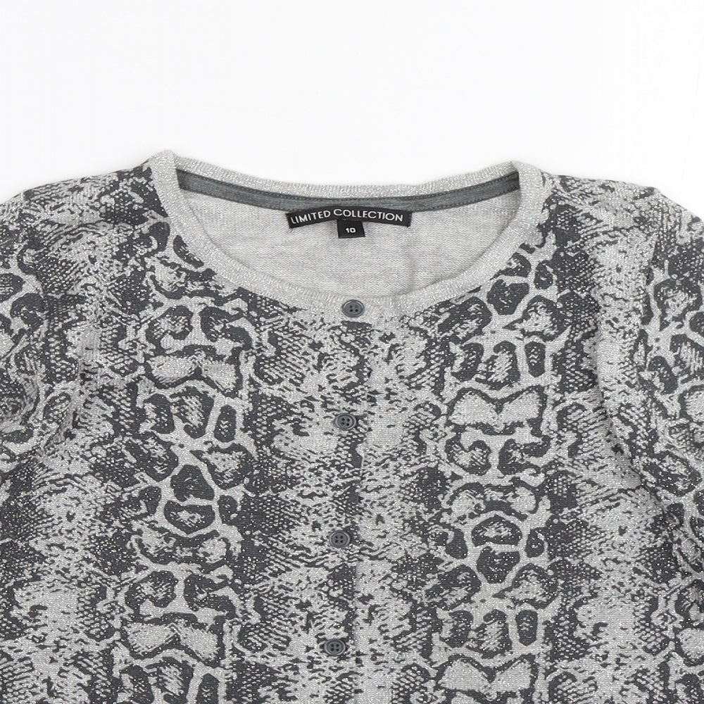 Limited collection Womens Grey Animal Print  Cardigan Jumper Size 10