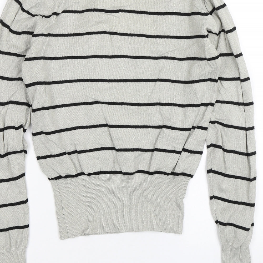 Miss Life Girls Grey Striped  Pullover Jumper Size XL
