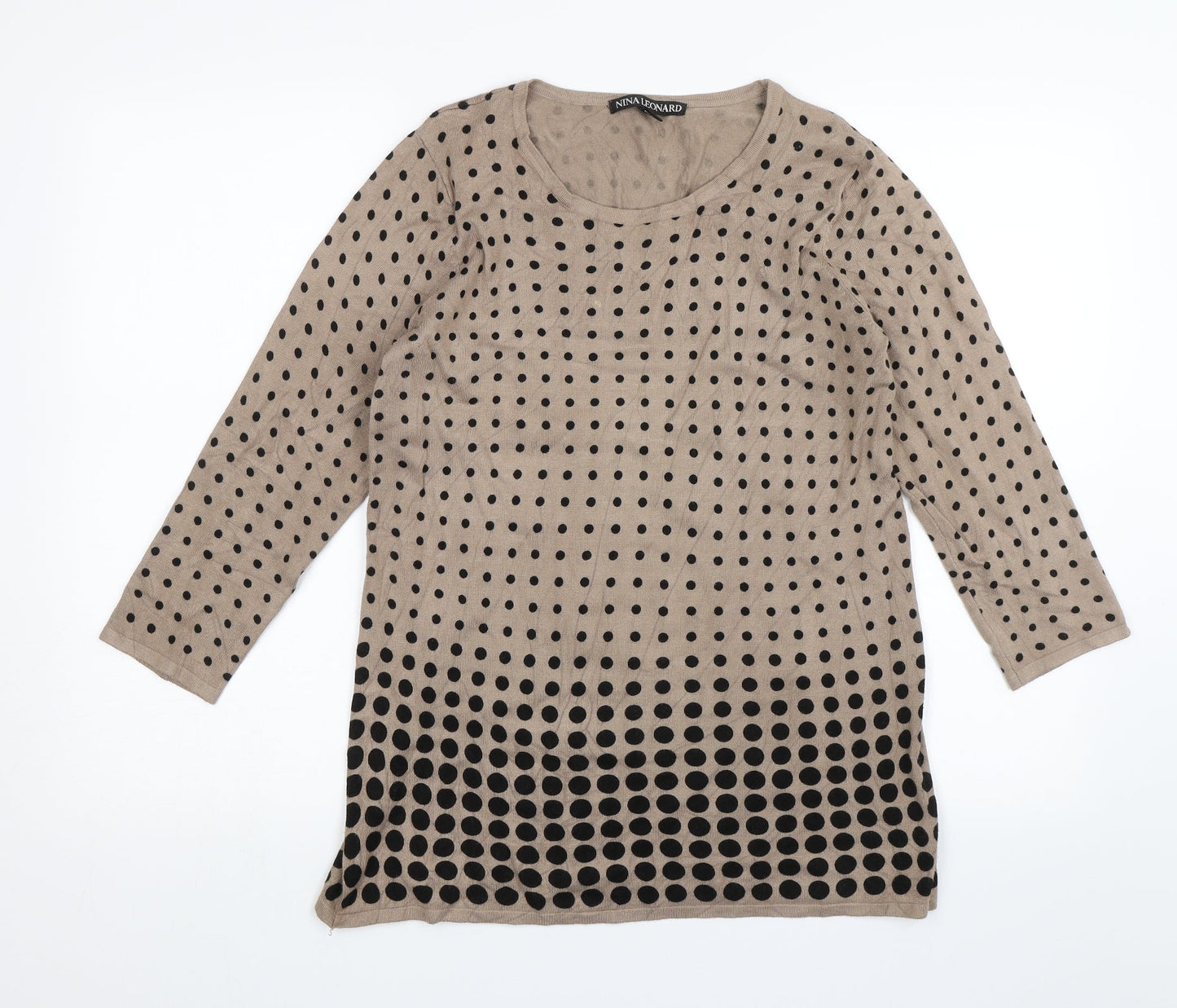 Nina Leonard  Womens Brown Polka Dot  Pullover Jumper