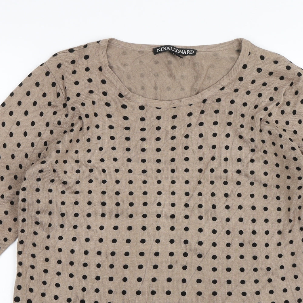 Nina Leonard  Womens Brown Polka Dot  Pullover Jumper